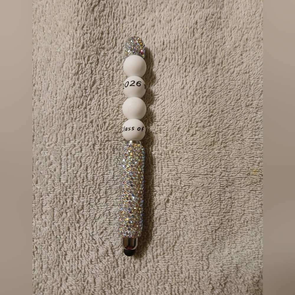 Sparkling Beaded Stylus Pen with White Letter Beads